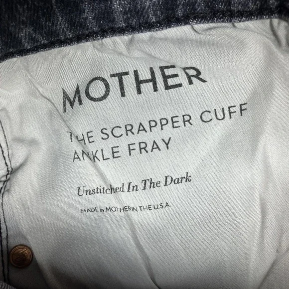 Mother Jeans Womens 26 The Scrapper Cuff Ankle Fray Distressed Black Fade USA - Picture 5 of 13